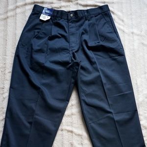 Basic Edition Men's Blue Pleated Slacks Pants Button Zipper Pockets Size 36X32